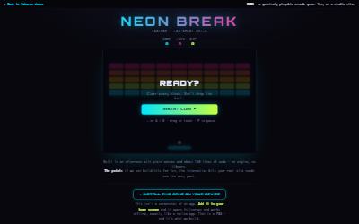 Screenshot of the Neon Break demo