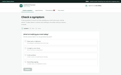 Screenshot of the Oakfield Practice demo